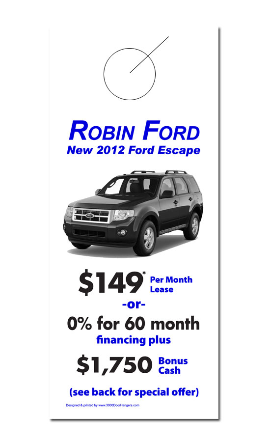 Auto Sales Door Hanger Samples