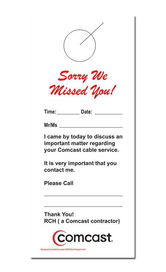 Free Sorry We Missed You Door Hanger Template Printable Templates