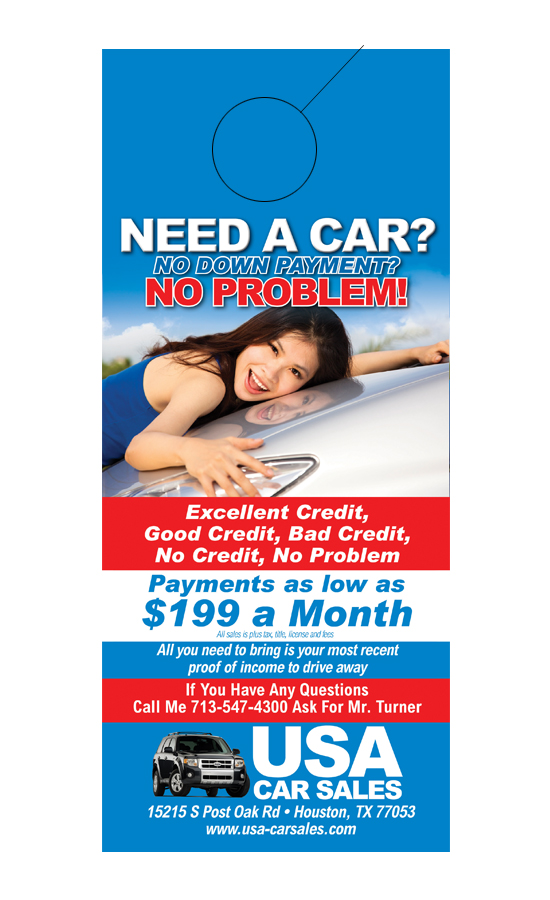 Auto Sales Door Hanger Samples 3000 Doorhangers