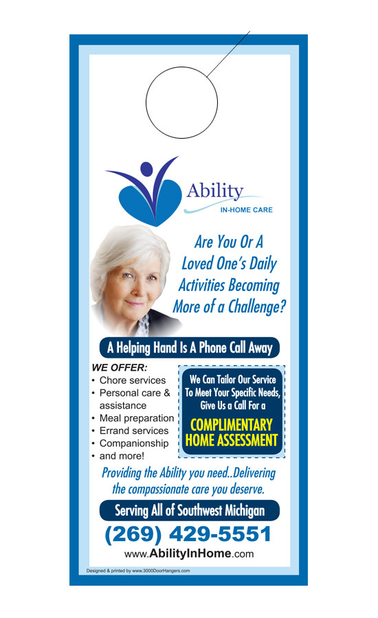 In Home Care Door Hanger Samples 3000 Doorhangers