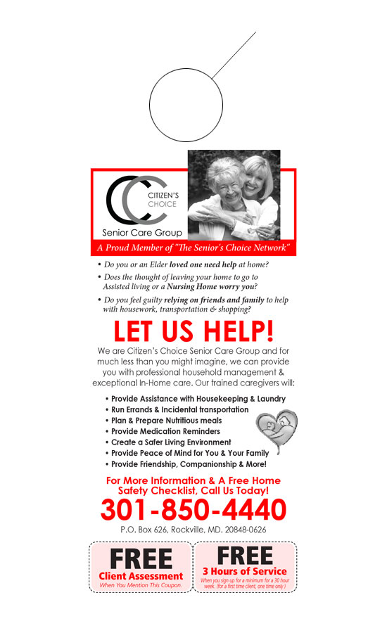 In Home Care Door Hanger Samples 3000 Doorhangers