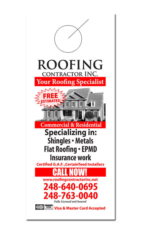 Roofing Door Hanger Samples 3000 Doorhangers